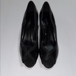VANELI Black Peep-Toe Heels